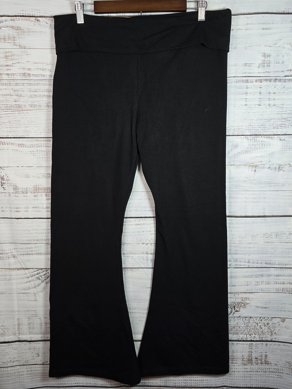 PINK Victoria’s Secret Black Foldover Yoga Pants XL Flare Leg Athleisure‎